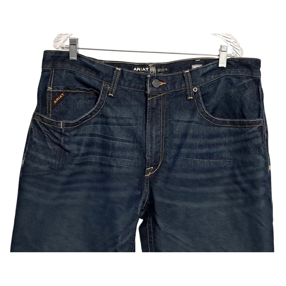 Ariat Rebar Jeans Mens 38 Relaxed Boot M4 Blue Denim - Picture 8 of 16